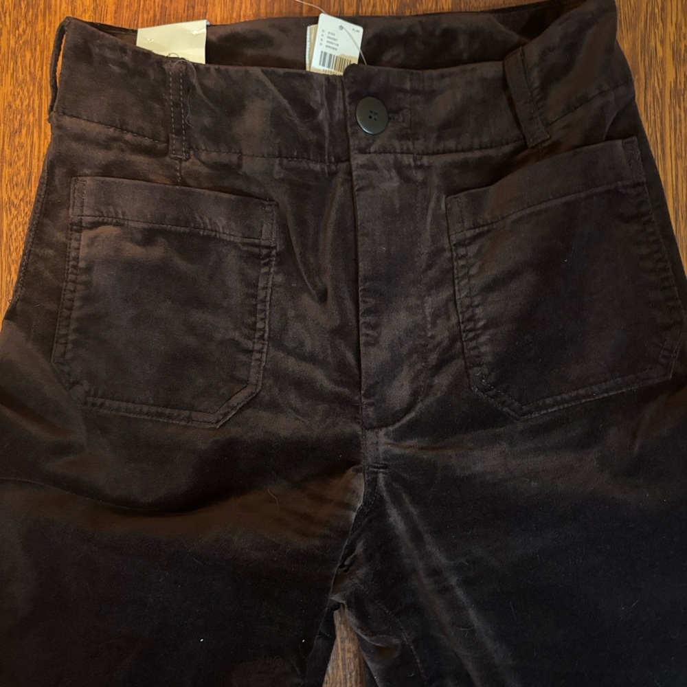 Maeve Colette full length velvet pant in fudge brownie - Picture 11 of 14